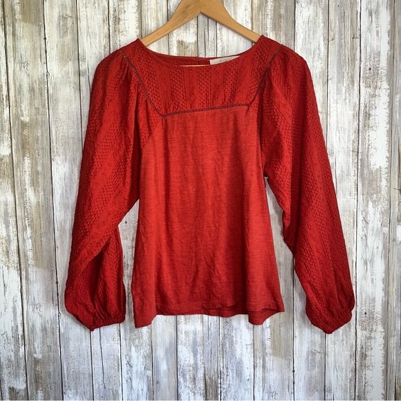 Loft Burnt Orange Peasant Blouse - Picture 1 of 5
